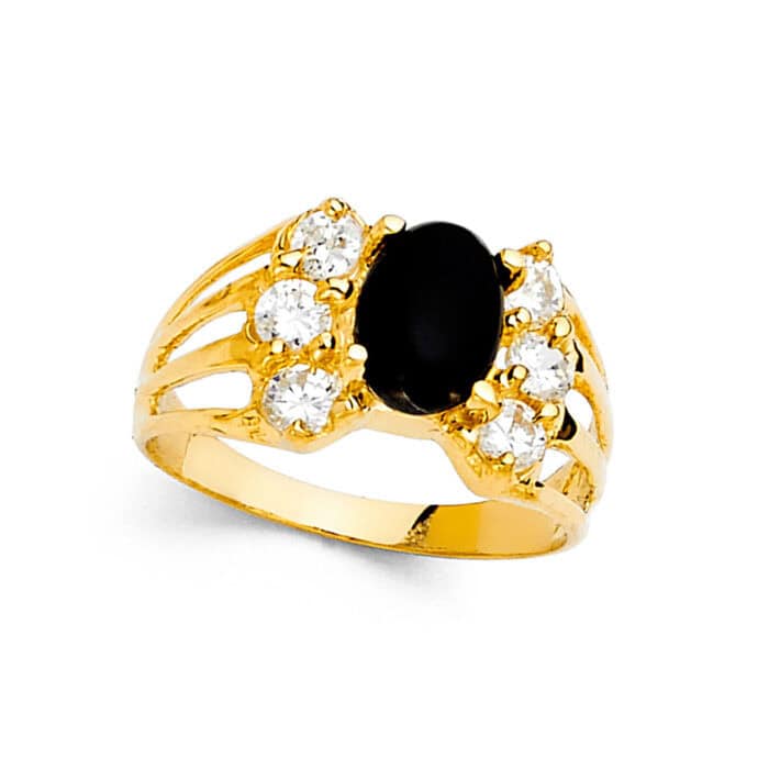 14K Yellow Gold Cubic Zirconia Fancy Ring - Image 2