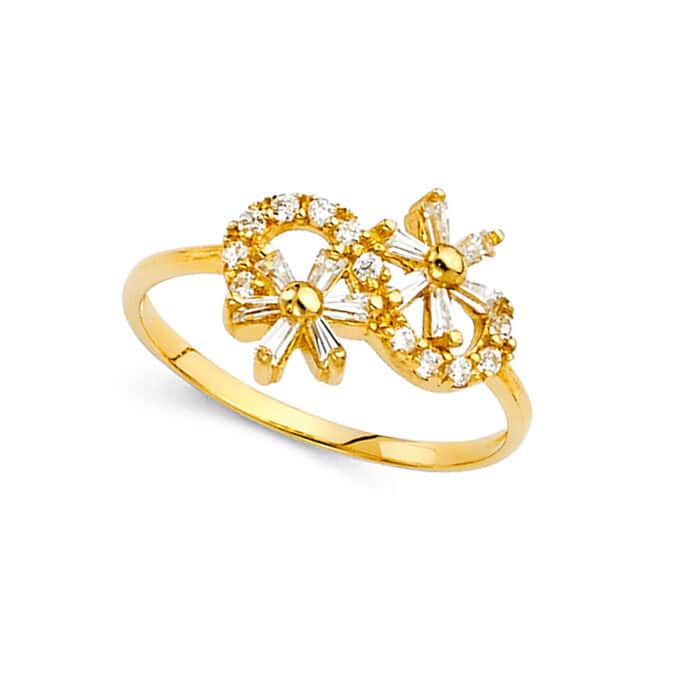 14K Yellow Gold Fancy Cubic Zirconia Ring - Image 2