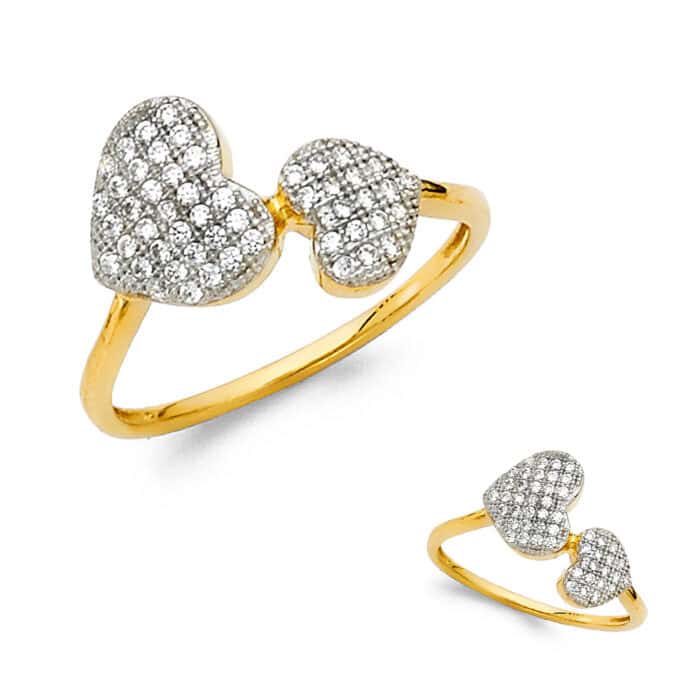 14K Yellow Gold Cubic Ziconia Fancy Ring - Image 3