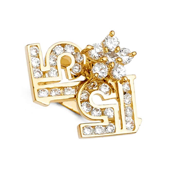 14K Yellow Gold Cubic Zirconia 15 Years Motion Ring - Image 2