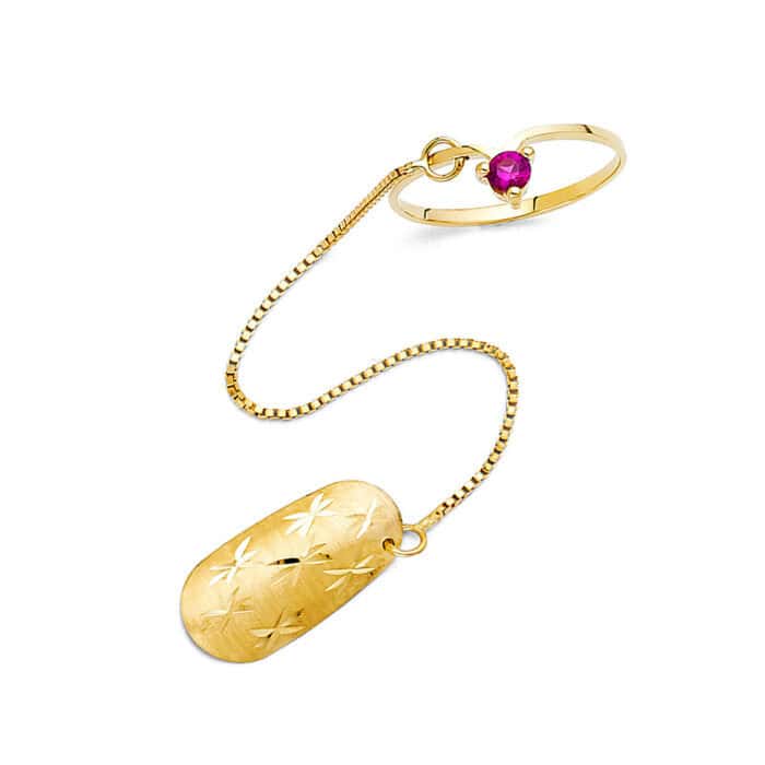 14K Yellow Gold Cubic Zirconia Nail Ring - Image 2