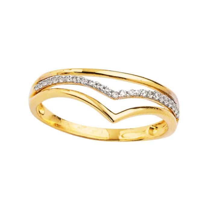14K Yellow Gold 3Lins Fancy Cubic Zirconia Band - Image 2