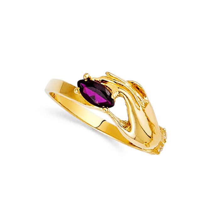 14K Yellow Gold Cubic Zirconia Fancy Ring - Image 2
