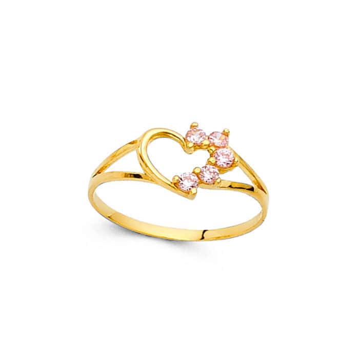 14K Yellow Gold Cubic Zirconia Babies Ring - Image 2