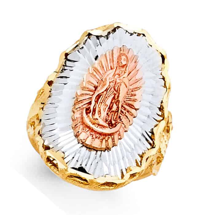 14K Tri Color Gold Our Lady of Guadalupe Ring - Image 2