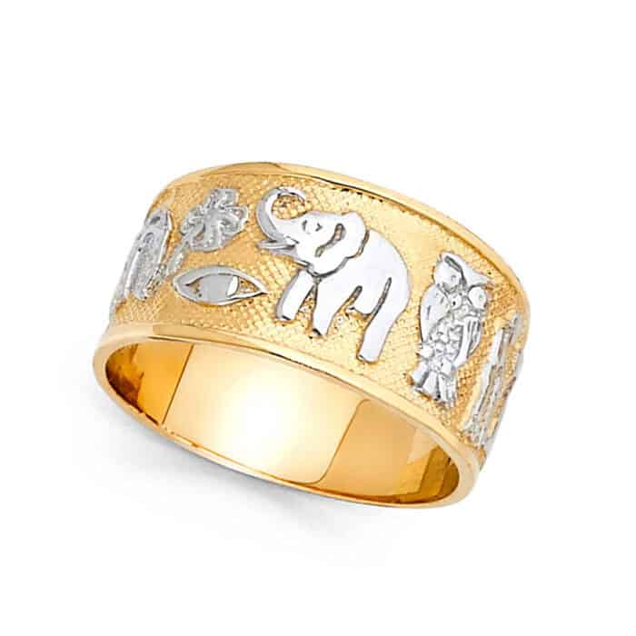 14K Two Tone Gold Lucky Ring