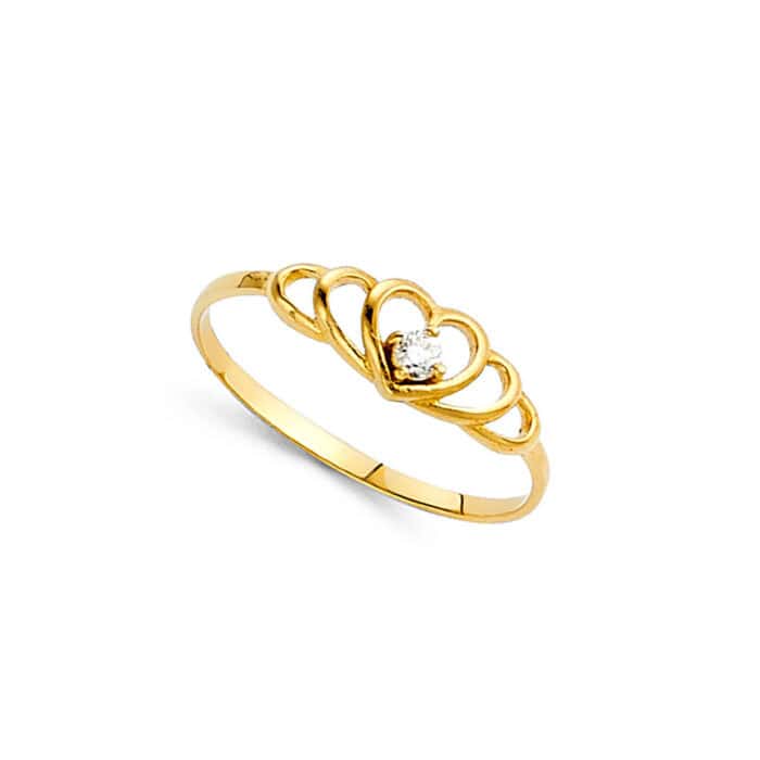 14K Yellow Gold Cubic Zirconia Babies Ring - Image 2