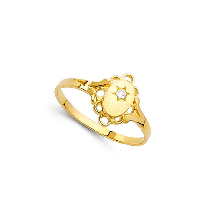 14K Yellow Gold Cubic Zirconia Babies Ring - Image 2