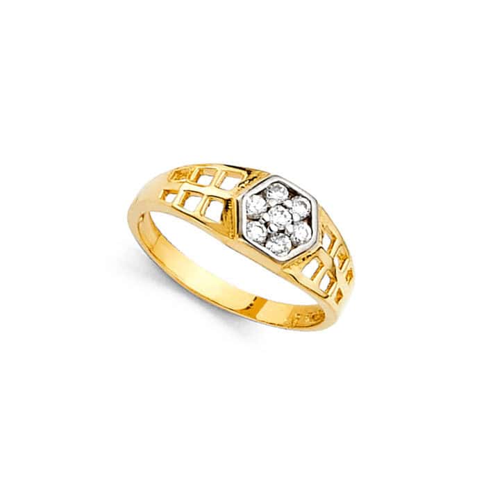 14K Yellow Gold Cubic Zirconia Babies Ring - Image 2