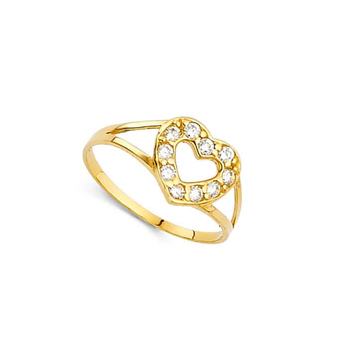 14K Yellow Gold Cubic Zirconia Babies Ring - Image 2