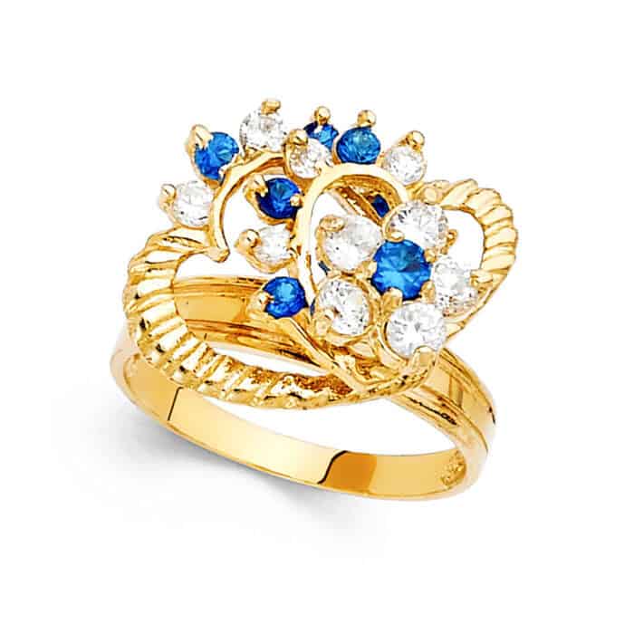 14K Yellow Gold Cubic Zirconia Motion Ring