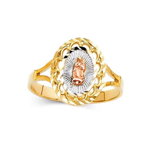 14K Tri Color Gold Religious Ring