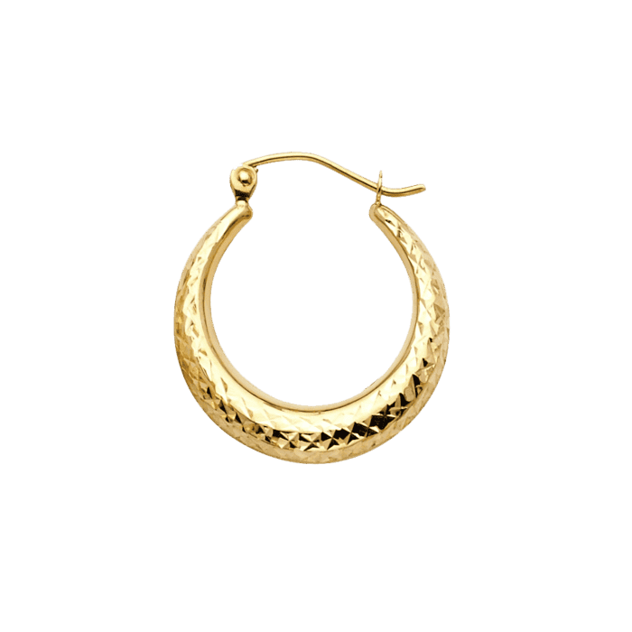 14K Yellow Gold 4mm Diamond Cut Hoop Earrings - Image 2