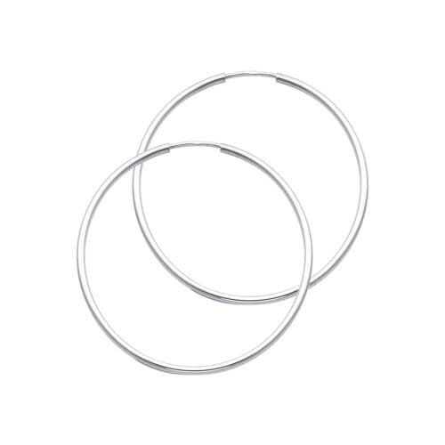 14K White Gold 1.5mm Hoop Earrings