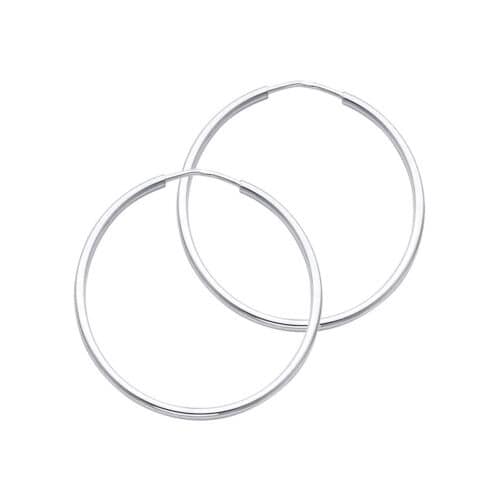 14K White Gold 1.5mm Hoop Earrings