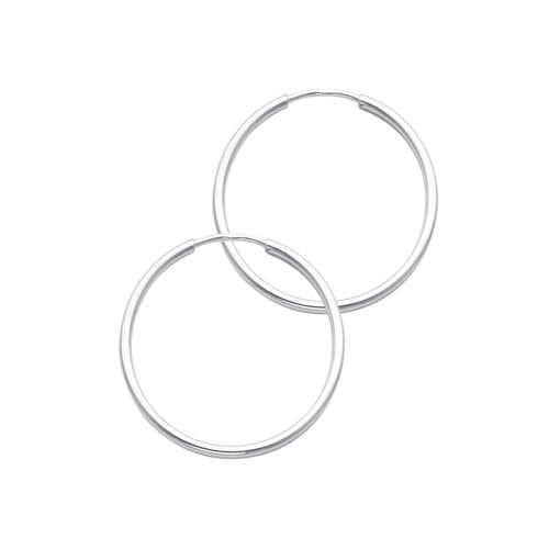 14K White Gold 1.5mm Hoop Earrings