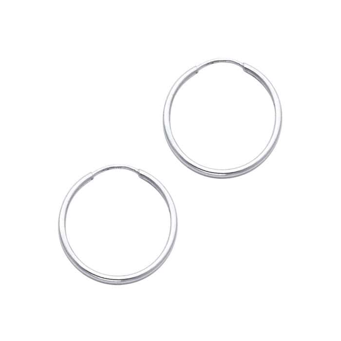 14K White Gold 1.5mm Hoop Earrings