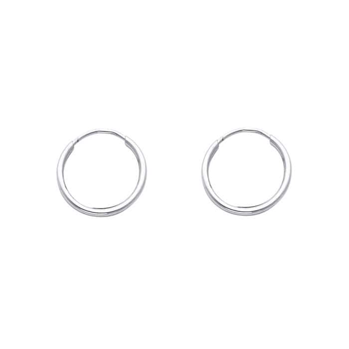 14K White Gold 1.5mm Hoop Earrings
