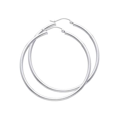 14K White Gold 2mm Hoop Earrings