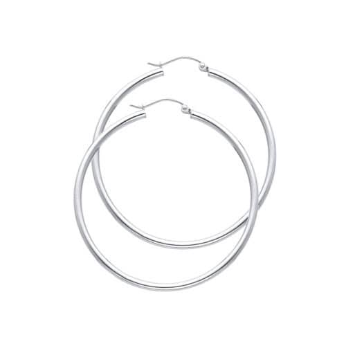 14K White Gold 2mm Hoop Earrings