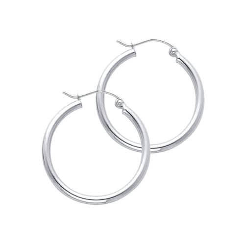14K White Gold 2mm Hoop Earrings