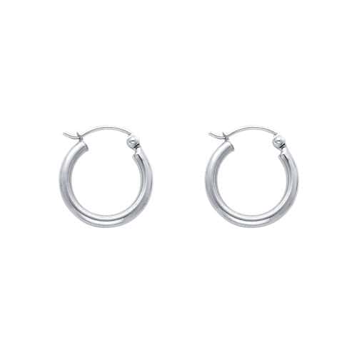 14K White Gold 2mm Hoop Earrings