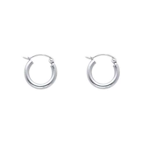 14K White Gold 2mm Hoop Earrings