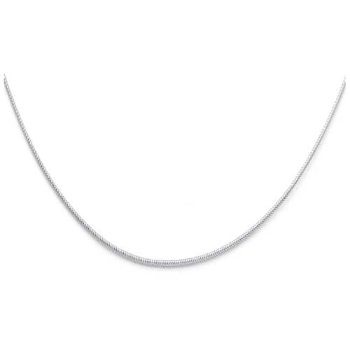 14K White Gold 1mm Sparkle Omega Necklace - 17"