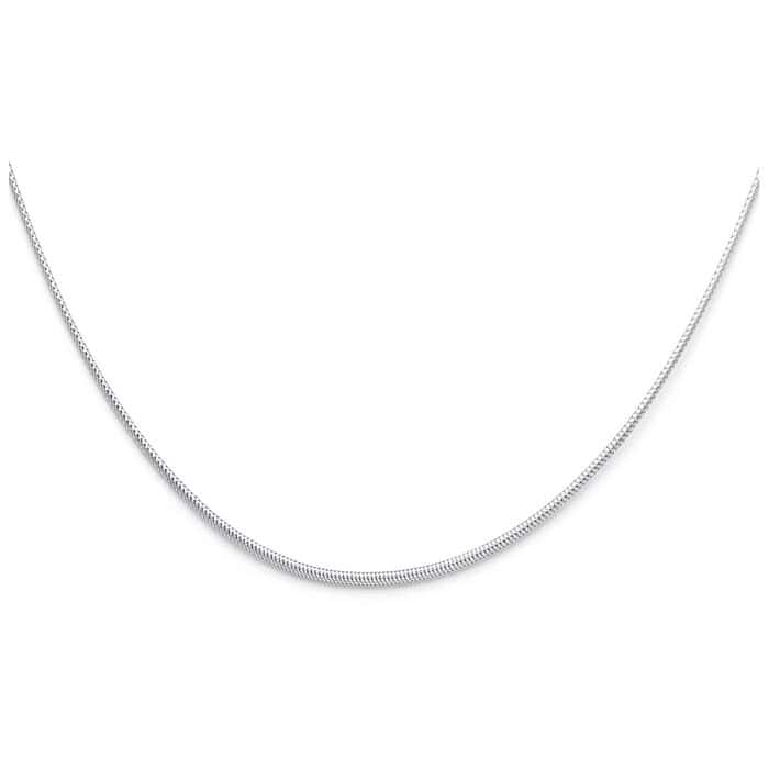 14K White Gold 1mm Sparkle Omega Necklace - 17"