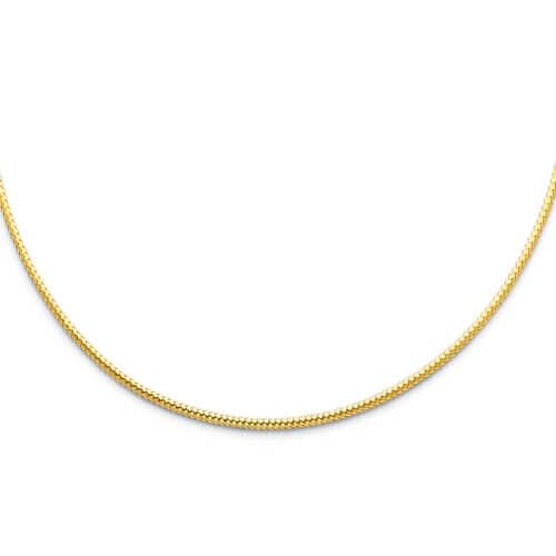 14K Yellow Gold 2mm Sparkle Omega Necklace - 17"