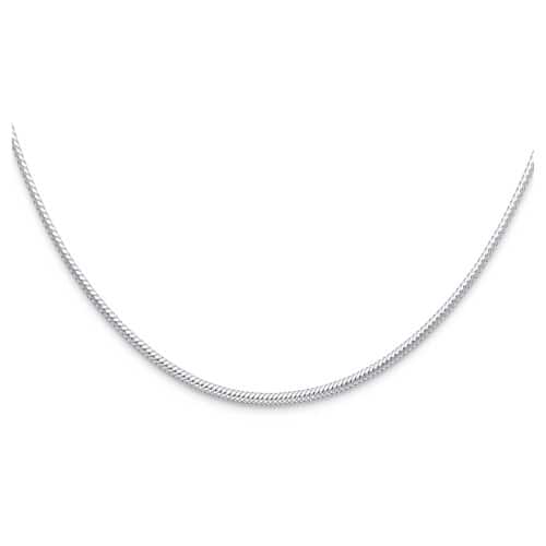 14K White Gold 2mm Sparkle Omega Necklace - 17"