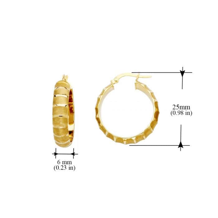 14K Yellow Gold 6mm Hoop Earrings - Image 2