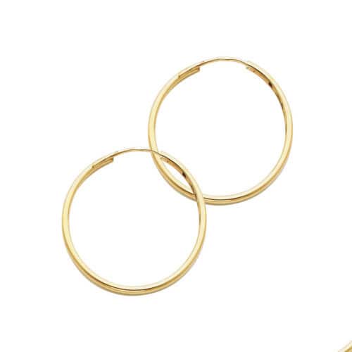 14K Yellow Gold 1.5mm Hoop Earrings