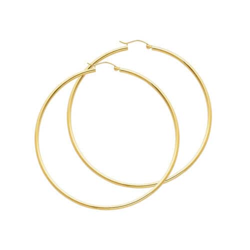14K Yellow Gold 2mm Hoop Earrings
