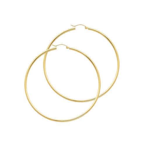 14K Yellow Gold 2mm Hoop Earrings