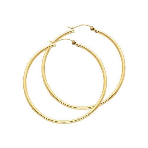 14K Yellow Gold 2mm Hoop Earrings
