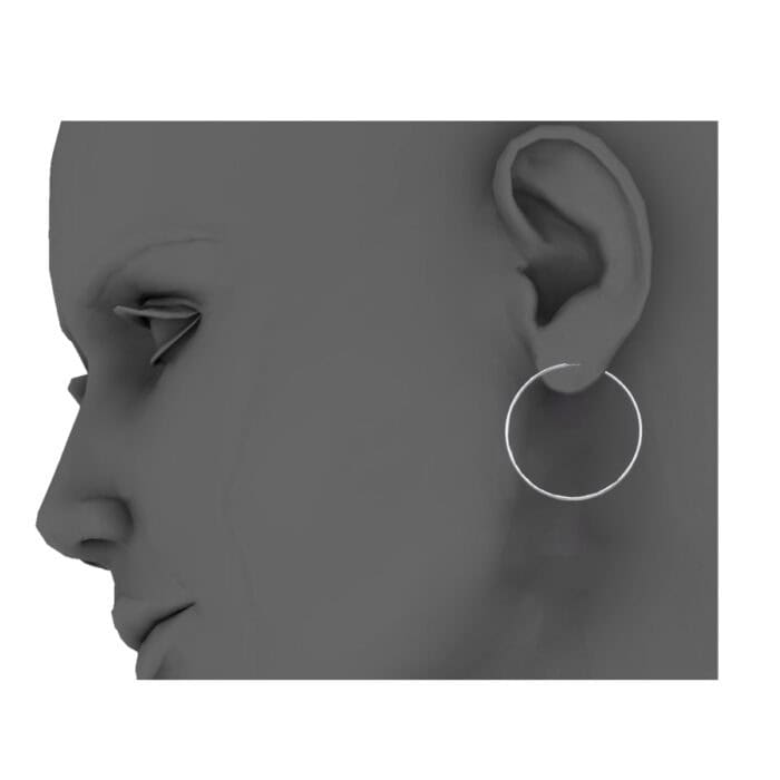 14K White Gold 1.5mm Hoop Earrings - Image 3