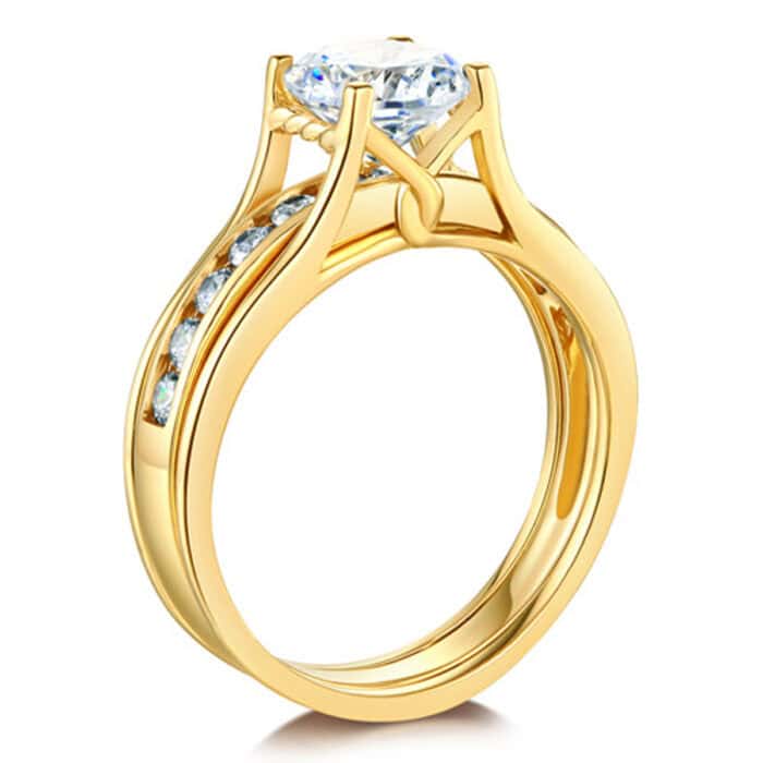 14K Yellow Gold Cubic Zirconia Engagement Ring - Image 2