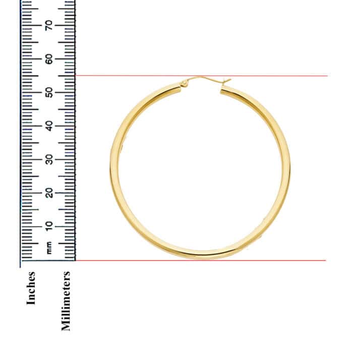 14K Yellow Gold 3.0 MM Hoop Earrings - Image 2