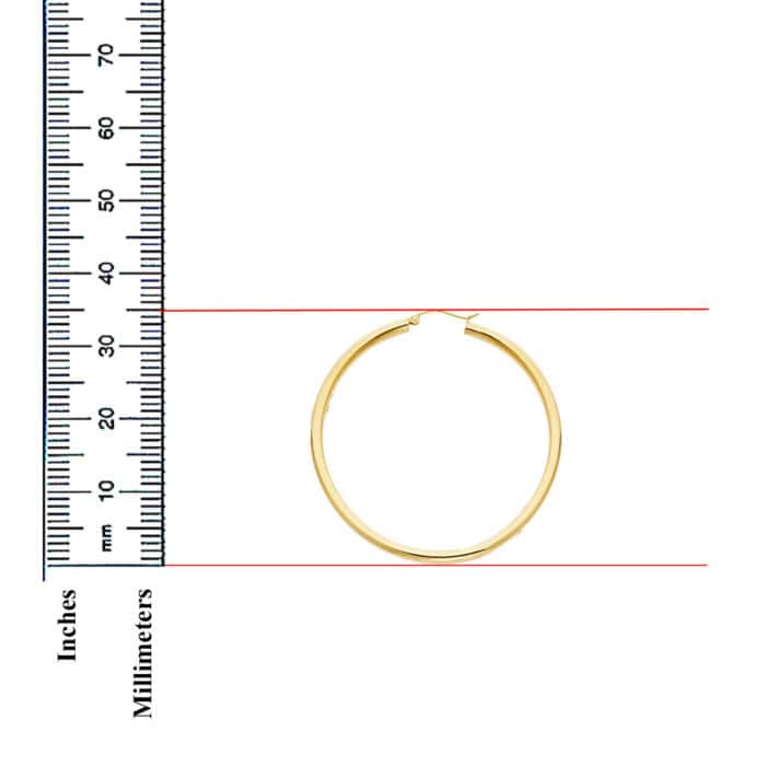 14K Yellow Gold 3.0 MM Hoop Earrings - Image 2