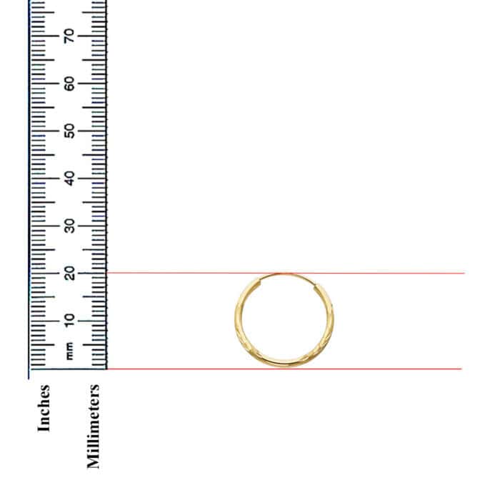 14K Yellow Gold 1.5mm Diamond Cut Hoop Earrings - Image 2