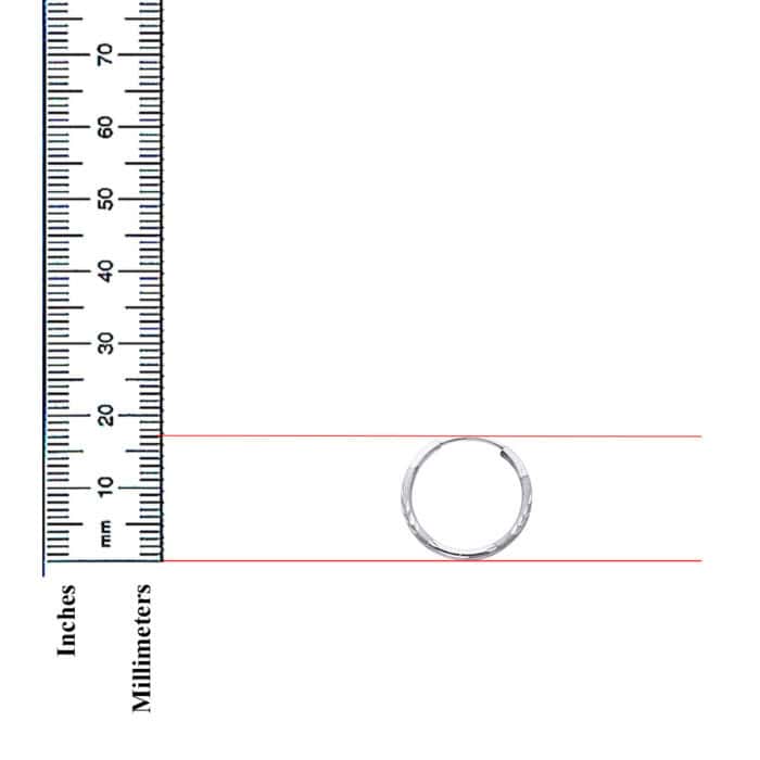 14K White Gold 1.5mm Diamond Cut Hoop Earrings - Image 2