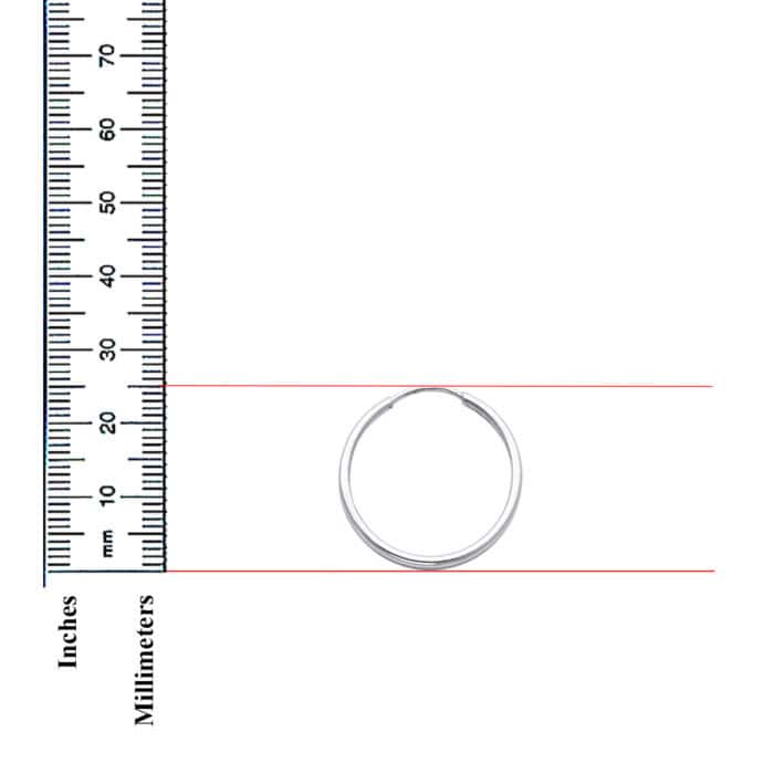 14K White Gold 1.5mm Hoop Earrings - Image 2