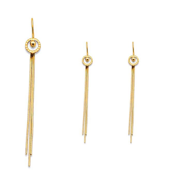14K Yellow Gold Hanging Earrings - Image 2