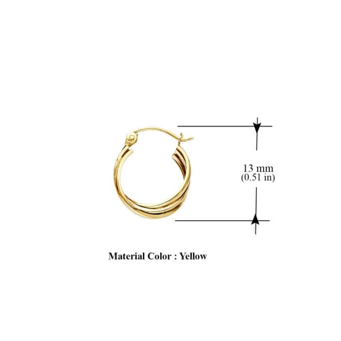 14K Yellow Gold 3 Line Hoop Earrings - Image 3
