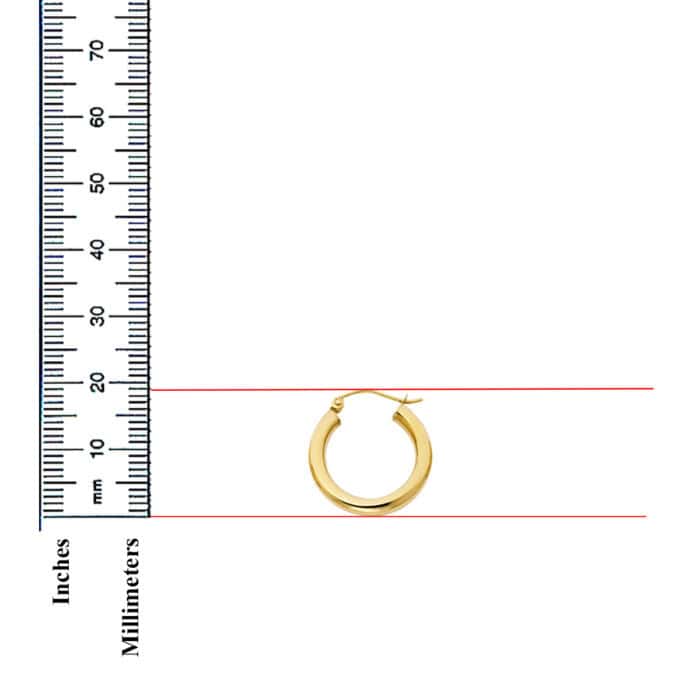 14K Yellow Gold 3.0 MM Hoop Earrings - Image 2