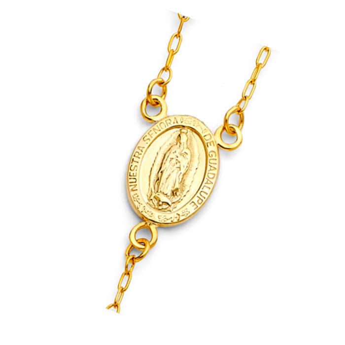 14K Yellow Gold 4mm Ball Rosary Necklace - Image 3
