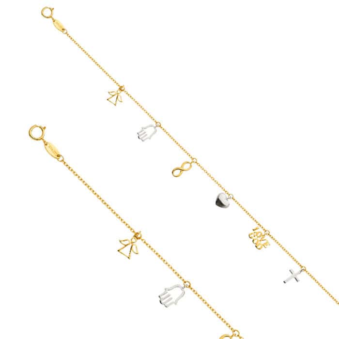 14K Yellow Gold Dangling Light Chain Bracelet - 7+1" - Image 3