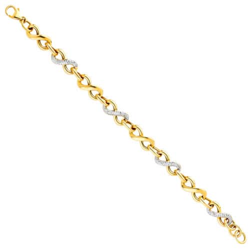 14K Yellow Gold Infinity Hollow Bracelet - 7.5"
