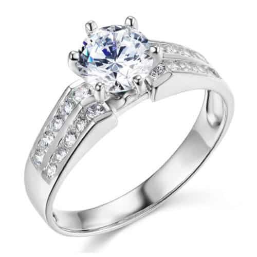 14K White Gold Cubic Zirconia Engagement Ring